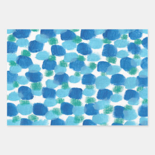 Feuille De Papier Cadeau Galets Bleus Abstrait Aquarelle Cadeau