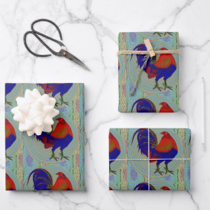 Feuille De Papier Cadeau Gamecock:  Rooster impressionniste