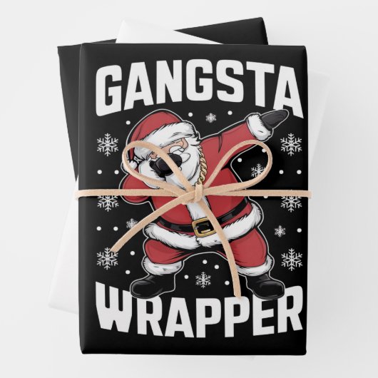 Feuille De Papier Cadeau Gangsta Wrapper Dabbing Père Noël Noël (En situation)