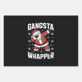 Feuille De Papier Cadeau Gangsta Wrapper Dabbing Père Noël Noël (Devant)