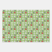Feuille De Papier Cadeau Gants d'hiver ILY Rouge et vert (Devant)