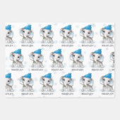 Feuille De Papier Cadeau Garçon éléphant bleu hiver Noël personnalisé (Devant 3)