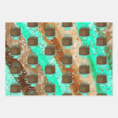 Feuille De Papier Cadeau gâteau au chocolat brun et Turquoise (Devant 2)