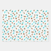 Feuille De Papier Cadeau gâteau au chocolat brun et Turquoise (Devant)