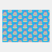 Feuille De Papier Cadeau Gâteau bleu 3e anniversaire (Devant)