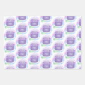 Feuille De Papier Cadeau Gâteau d'anniversaire Sage Green, Pastel Purple et (Devant)