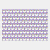 Feuille De Papier Cadeau Gâteau de mariage rose en fondant floral Cœur viol (Devant 3)