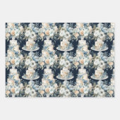 Feuille De Papier Cadeau Gâteaux Et Fleurs De Mariage Élégants (Devant)