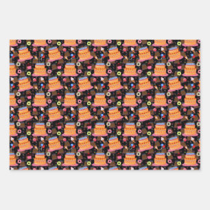 Feuille De Papier Cadeau Gâteaux et pâtisseries noir