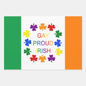 Feuille De Papier Cadeau Gay Fier irlandais LGBT Rainbow Shamrocks Custom (Devant 3)