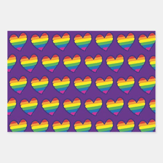 Feuille De Papier Cadeau Gay pride Arc-en-ciel - Coeur (Devant)
