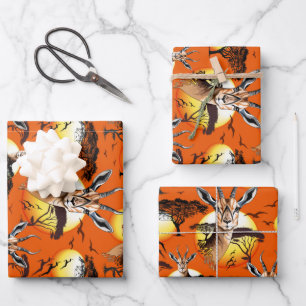 Feuille De Papier Cadeau Gazelle Antelope africaine animal sauvage