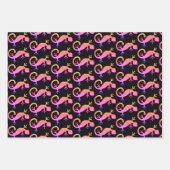 Feuille De Papier Cadeau Gecko Lizard en couleur sur noir (Devant 3)