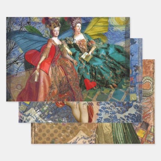 Feuille De Papier Cadeau Gemini gothique classique femme papillon Whimsical (Lot)