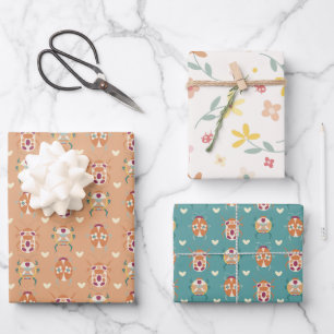 Feuille De Papier Cadeau Genre Neutre Mignonne Aimer Bugs