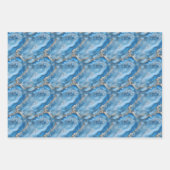 Feuille De Papier Cadeau Géode Bleu & Or (Devant 2)