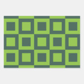 Feuille De Papier Cadeau Géométrique Carré verte (Devant)