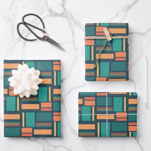 Feuille De Papier Cadeau Géométrique Moderne (Recto)
