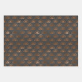 Feuille De Papier Cadeau Géométrique noir et cuivre (Devant)