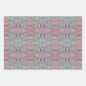 Feuille De Papier Cadeau Géométrique vert violet rose (Devant 3)