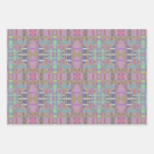 Feuille De Papier Cadeau Géométrique vert violet rose (Devant 2)