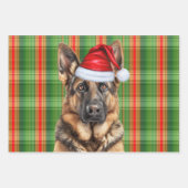 Feuille De Papier Cadeau German Shepherd Christmas Dog Red Holiday Plaid (Devant 2)