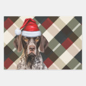 Feuille De Papier Cadeau German Shorthair Pointer Christmas Dog Plaid (Devant 3)