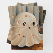 Feuille De Papier Cadeau Ghost mignon Découpage Automne (En situation)