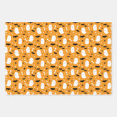 Feuille De Papier Cadeau Ghosts & chauves-souris Orange Halloween (Devant)
