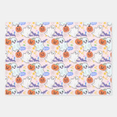 Feuille De Papier Cadeau Ghosts mignons avec Halloween Citrouille (Devant 3)