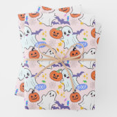 Feuille De Papier Cadeau Ghosts mignons avec Halloween Citrouille (En situation)