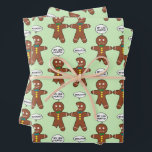 Feuille De Papier Cadeau Gingerbread Cookie Christmas<br><div class="desc">"Ma jambe me fait mal" - "Quoi ?" Drôle hommes en pain d'épice dans la parodie,  parodie,  aux lapins lapins qui dit "Mon cul fait mal"</div>