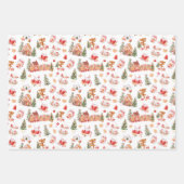 Feuille De Papier Cadeau Gingerbread de Noël Rouge (Devant)