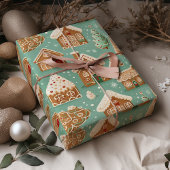 Feuille De Papier Cadeau Gingerbread Maison Cookies Noël