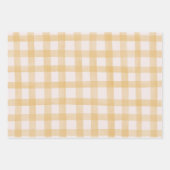 Feuille De Papier Cadeau Gingham Aquarelle Vert Jaune (Devant)