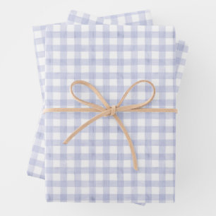 Feuille De Papier Cadeau Gingham bleu aquarelle