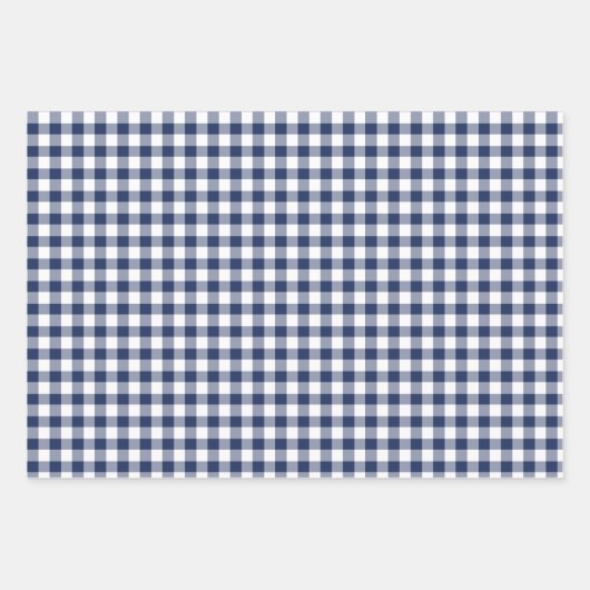 Feuille De Papier Cadeau Gingham Classique Bleu Nuit (Devant 2)