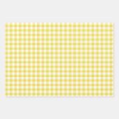 Feuille De Papier Cadeau Gingham Classique Jaune Doré (Devant 2)