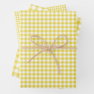 Feuille De Papier Cadeau Gingham Classique Jaune Doré