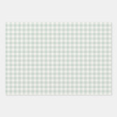 Feuille De Papier Cadeau Gingham Classique Printemps | Sauge Atténué (Devant)