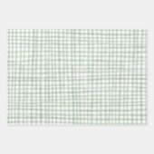 Feuille De Papier Cadeau Gingham Dessiné à la main Moderne Mignon Vert Blan (Devant 2)