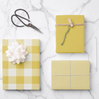 Feuille De Papier Cadeau Gingham doré