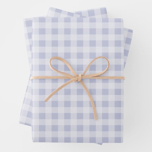 Feuille De Papier Cadeau Gingham gris pérywinkle Cool Rustique (En situation)