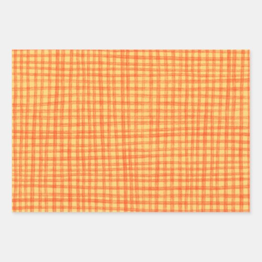 Feuille De Papier Cadeau Gingham Hand-Drawn Modern Cute Red Yellow Preppy (Devant)