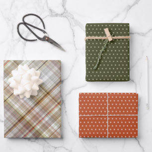 Feuille De Papier Cadeau Gingham Taupe Beige Marron Gris Blanc Classique