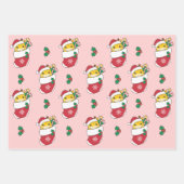 Feuille De Papier Cadeau Giraffe Noël Animaux d'hiver Giraffes (Devant 3)