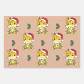 Feuille De Papier Cadeau Giraffe Noël Animaux d'hiver Giraffes (Devant 3)
