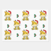 Feuille De Papier Cadeau Giraffe Noël Animaux d'hiver Giraffes (Devant 2)