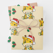 Feuille De Papier Cadeau Giraffe Noël Animaux d'hiver Giraffes (En situation)