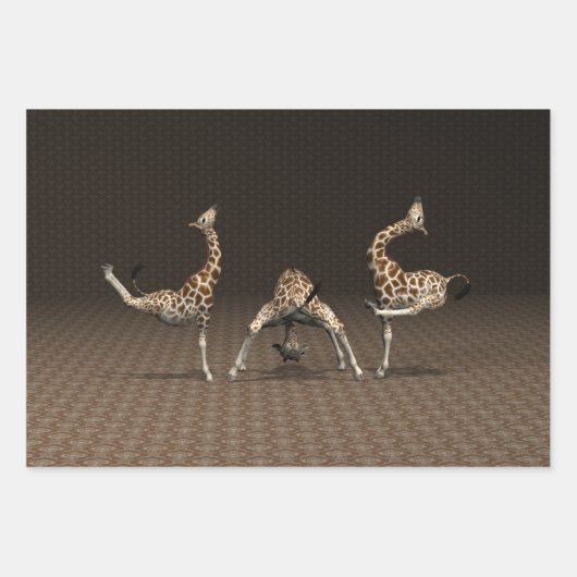 Feuille De Papier Cadeau Giraffes dansantes (Devant)